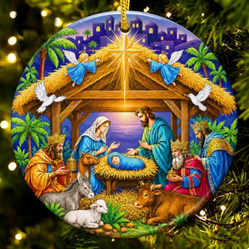 FaCraft Nativity Ornaments Holy Night Religious Christian Ornaments - color: 1-14 Nativity