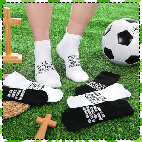 Janmercy 6 Pairs Christian Ankle Socks Fit Us Size 6-13 - color: White, Black