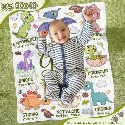 Dinosaur Christian Gift Blanket, God Says I Am Bible Verse Throw 30" x 40" - color: Bible-dinosaur, size: 30"x40"