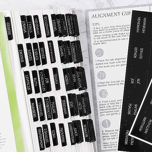 Thinkor Reposition Laminated Bible Tabs, Large Print Stickers, Easy to Read and Apply Bible Tabs for Women and Man (Luxury Black) - color: Luxury Black