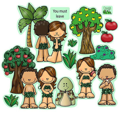 Story Time Felts Days of Creation & Garden of Eden Felt Sets Bible Felt/Flannel Board Stories Lesson Guide Activity Pages - size: 2 Medium Sets- 1 Days & 1 Garden of Eden