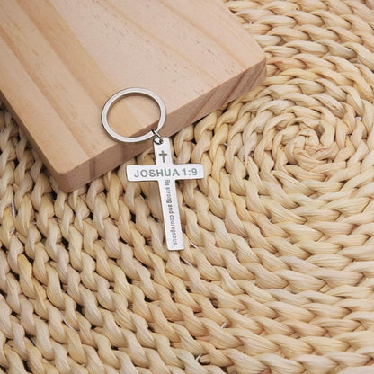 YALLNASL Christian Christmas Birthday Gifts for Daughter Son Inspirational Gifts for Women Men Christian Cross Keychains - color: Joshua 1:9