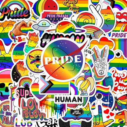 BEATRI LGBT Pride Stickers 50Pcs Vinyl Waterproof Rainbow Decor - color: Lgbt Pride Stickers