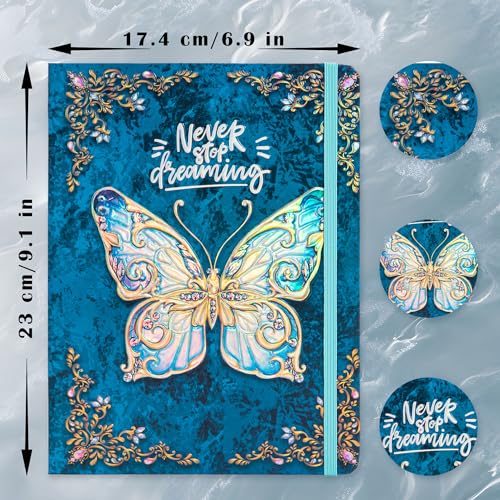 B5 Hardcover Journal for Women & Men -Butterfly Aesthetic Lined Notebook - color: Sky Blue