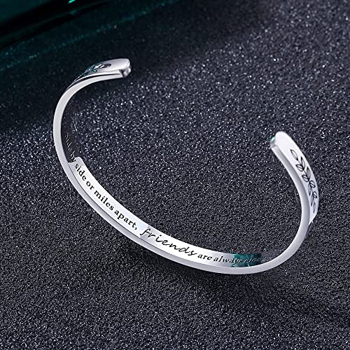 TONY & SANDY Cuff Bracelets for Women Teen Girls Best Friend Sister Mom Daughter Granddaughter Easter Birthday Mother's Day Christmas Stocking Stuffers for Teen Girls Women Jewelry - style: 0 - Friend Gifts - A - Side by side or miles apart, friends are a