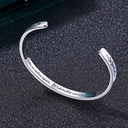 TONY & SANDY Cuff Bracelets for Women Teen Girls Best Friend Sister Mom Daughter Granddaughter Easter Birthday Mother's Day Christmas Stocking Stuffers for Teen Girls Women Jewelry - style: 0 - Friend Gifts - A - Side by side or miles apart, friends are a