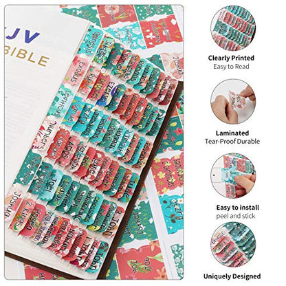 Teal Bible Tabs with Large Print for Women and Girl, 90 Bible Index tabs in Total, 66 tabs for Old and new Testament, Additional 24 Blank tabs (Teal) - color: Teal