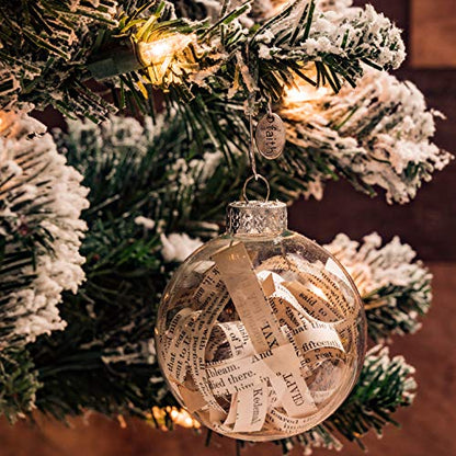 Antique Rescued Bible Glass Globe Christmas Ornaments - Tree Decor with Faith Charm - Hanging Accessories For Home, Room, Office, Church - Unique Gift for Friends, Family, Pastor - style: Pack of 2