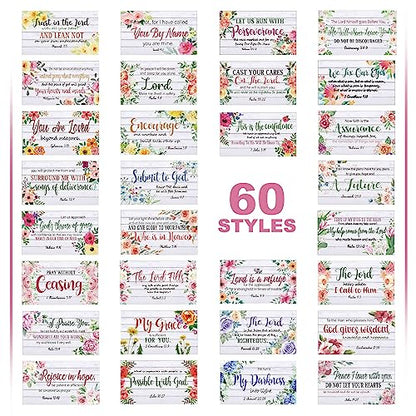 Estune 240 Pcs Bible Verse Cards bulk with Full Scripture, Flower Style - style: Flower Style