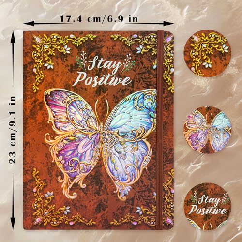 B5 Hardcover Journal for Women & Men -Butterfly Aesthetic Lined Notebook - color: Brown
