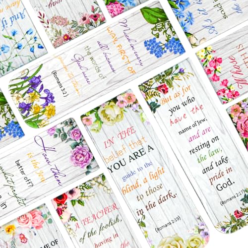 VANRA 48 Pieces Bible Verse Magnetic Bookmarks with Full Scripture (Floral) - style: Floral