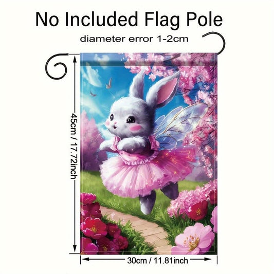 Garden Flag Cute Bunny Fairy in Pink Dress 12x18 Inch Double Sided Outdoor YardBanner for Spring Easter Rabbit Fairy Garden Decoration Decor - color: Fairy Bunny Blossom