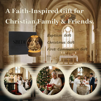 3D God is with You K9 Crystal Ball Night Light, Christian LED Gift - size: 3.15 inches