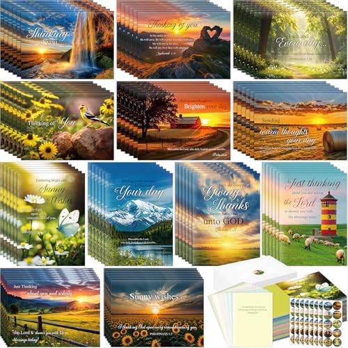 Motiskyy 72 Pack Religious Thinking of You Cards with Envelopes, Classic - style: Classic