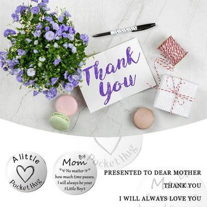 Pocket Hug Token for Women Men Him Birthday Inspirational Gifts for Daughter Friend Long Distance Gifts for Wife Mom - color: Boy to Mom