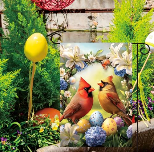 Easter He is Risen Garden Flags for Outside 12x18 Double Sided - color: Cardinal-Easter, size: 12x18 Inches