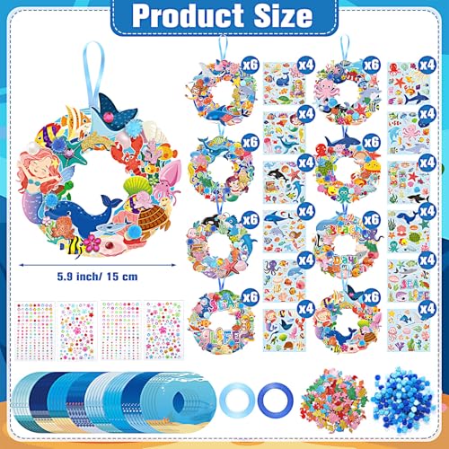 Hollowfly 48 Sets Under the Sea Craft Kits DIY Summer Ocean Wreaths - style: Summer Ocean
