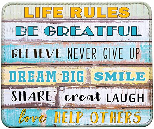 Inspirational Quote Mouse Pad, Stitched Edges Mouse Pad with Life Rules Quote Pattern