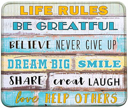 Inspirational Quote Mouse Pad, Stitched Edges Mouse Pad with Life Rules Quote Pattern