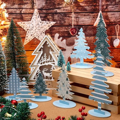 Namalu 16 Pcs Merry Christmas Tree Centerpiece Buffalo Plaid Snowflake - style: Merry