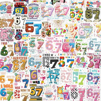 50 Pcs 67 Stickers for Water Bottle 67 Stickers for Laptop Journal - style: 67
