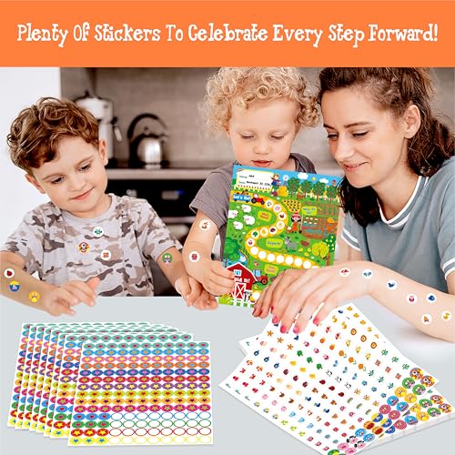 4 Incentive Charts with 3300 Reusable Stickers, Forest/Farm/Ocean/Space Themed Reward Chart for Classroom, Home, Kids Homework Assignments, Attendance, Good Behavior, Chores, Potty Training Progress - style: Farms /oceans / Universe / Forest
