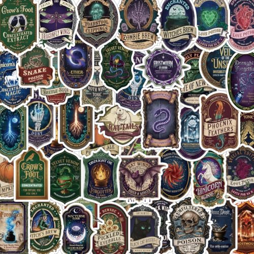 100 Pcs Halloween Potion Label Stickers, Dark Apothecary Decals - style: Halloween Apothecary Potion