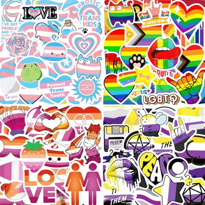 300 PCS Pride Stickers Bulk, Mixed All Kinds of LGBTQ+ Stickers for Trans Lesbian LGBTQ Bi, Gay Pride Accessories, Rainbow Stickers for Pride Month Decorations & Party Supplies(No Duplicates) - style: 300 PCS Pride Stickers