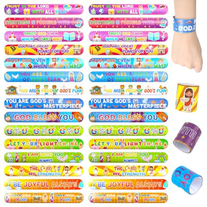 LovesTown 48 PCS Christian Snap Bracelets, Bible Verses Religious Jesus - style: Bible