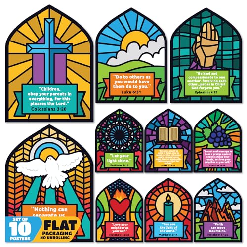 Sproutbrite 10 Pack 12" x 16" Sunday Posters & Bible Study Charts - color: Bible Quotes