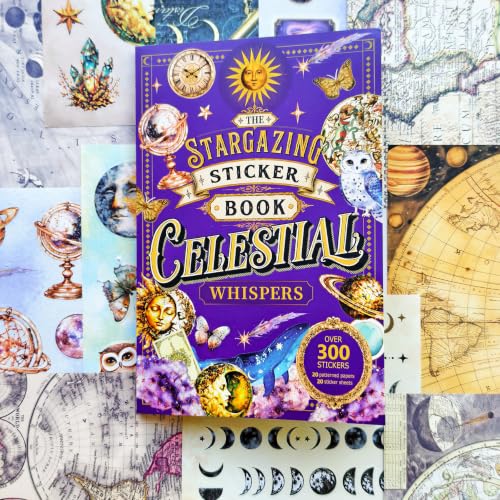 PRSTINCOL Vintage Astrology Sticker Book with Celestial Papers, 40 Pages - color: Retro Astrology