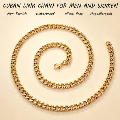Reoxvo Stainless Steel Cuban Link Chain Necklaces Jewelry for Men - color: b.6mm width-gold plated, size: 18.0 Inches