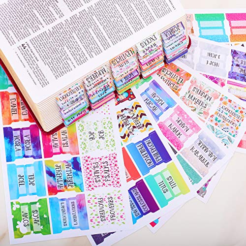 Colorful Floral Bible Tabs Laminated with Matte Film, Cute Bible tabs for Women and Girl, 90 Bible Index tabs in Total, 66 tabs for Old and new Testament, Additional 24 Blank tabs - color: Pink