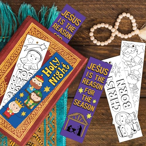 Haooryx Nativity Color Your Own Bookmark Religious DIY Coloring Bookmarks - style: Christmas Nativity