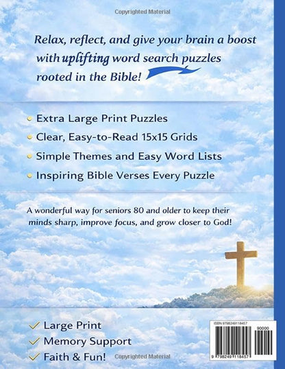 Extra Large Print Bible Word Search for Seniors 80+: 100 Easy Faith-Based Puzzles with Scripture Verses for Relaxation, Memory Support, and Low Vision Readers