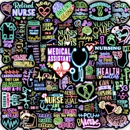 50 Pcs Neon Mental Health Stickers for Water Bottle - color: Non-luminescent-164kshr