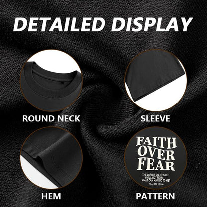 Christian Faith Over Fear Shirt for Men Jesus Religious Shirts Oversized T-Shirt - color: Trust Black, size: Large