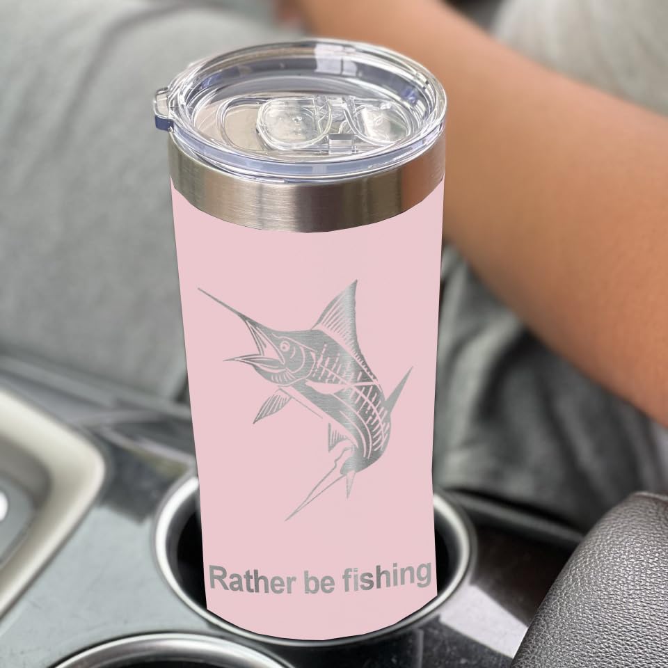 LaserGram Personalized 22oz Skinny Tumbler, Christian Cross (Pink) - color: Pink