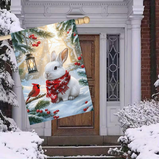 Large Winter Christmas House Yard Flags 28x40 Double Sided Outside - color: Snow, size: 28x40 Inches