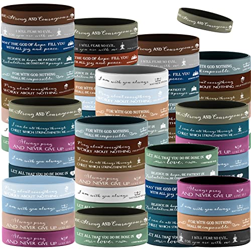 Roowest 200 Pcs Christian Gifts for Church Silicone Wristband Bulk Bible Verse Bracelet Religious Rubber Wristband for Grandparents Clergy Pastor Appreciation Gifts - color: Multicolor