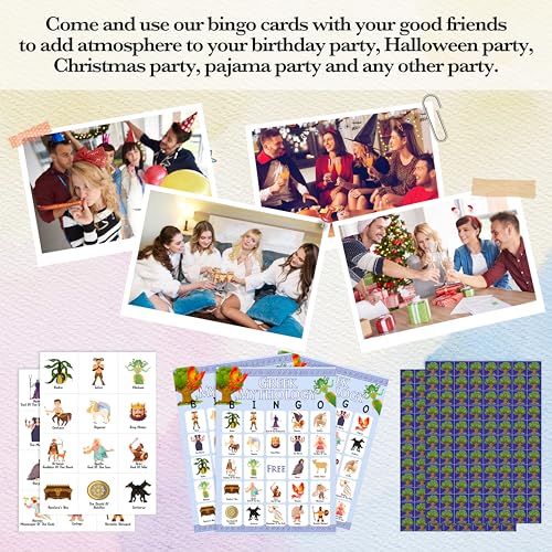 Greek Mythology Bingo Games, Ancient History Travel Trip Bingo Cards, Greek Theme Party Game for Adults Family, Christmas Party Activities, 24 Bingo Sets, A005 - color: Greek Mythology