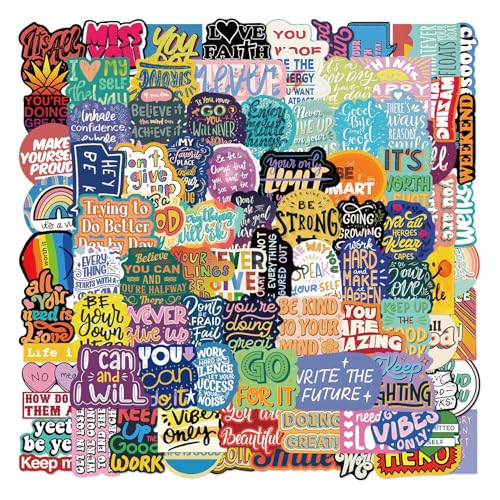 100 Pcs Motivational Stickers,Affirmation Positive Inspirational Sticker for Adults Students Vinyl Decals for Water Bottles Laptops Journal Computer Supplies - color: Affirmation