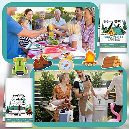 Boyiee Set of 6 Camping Kitchen Towels White Absorbent Dishcloth Gifts - color: Camping