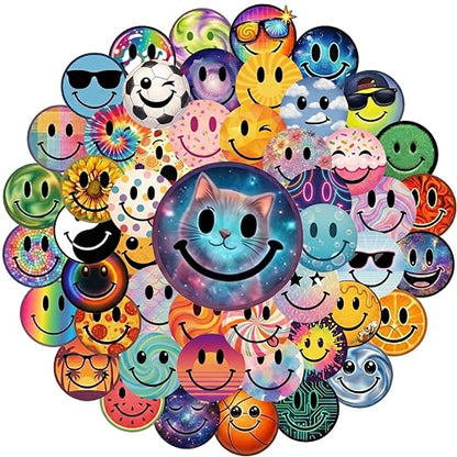 Smiley Face Stickers for Kids, 50 Pcs, 2.12 Inch Large Waterproof - color: Multicolor