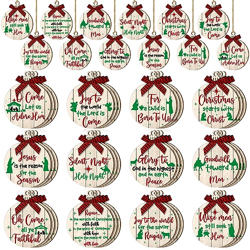 Soaoo 36 Pcs Christmas Nativity Ornaments, Winter Wood Tree Decor, Chic - style: Chic