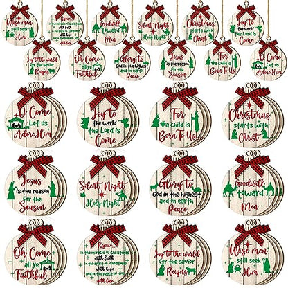 Soaoo 36 Pcs Christmas Nativity Ornaments, Winter Wood Tree Decor, Chic - style: Chic