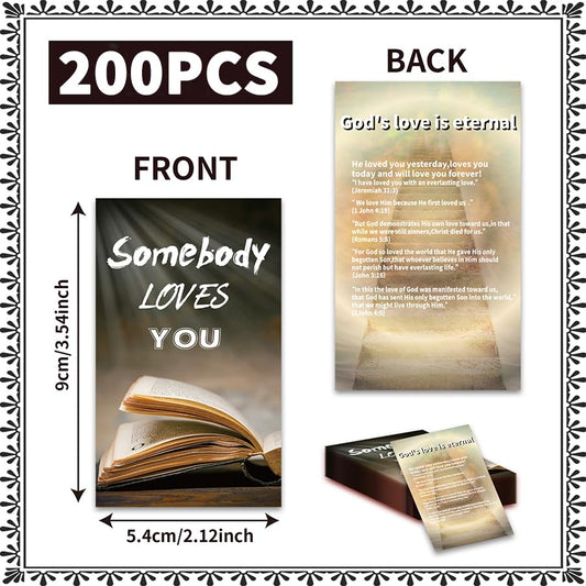 200 Pcs Christian Inspirational Cards Somebody Loves You – Double-Sided Bible Verse Encouragement Cards, Religious Faith Cards for Gifts, Church Outreach, Daily Devotion