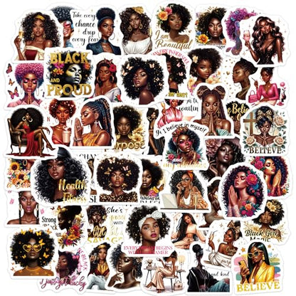 100 Pcs Black Girl Inspirational Quote Stickers, Vinyl - color: Black Girl Faith