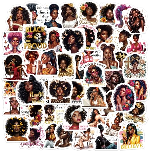 100 Pcs Black Girl Inspirational Quote Stickers, Vinyl - color: Black Girl Faith