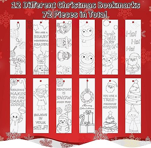 Haooryx Christmas Winter Coloring Bookmarks DIY Xmas Gift Tag Paper Craft - style: Classic-3